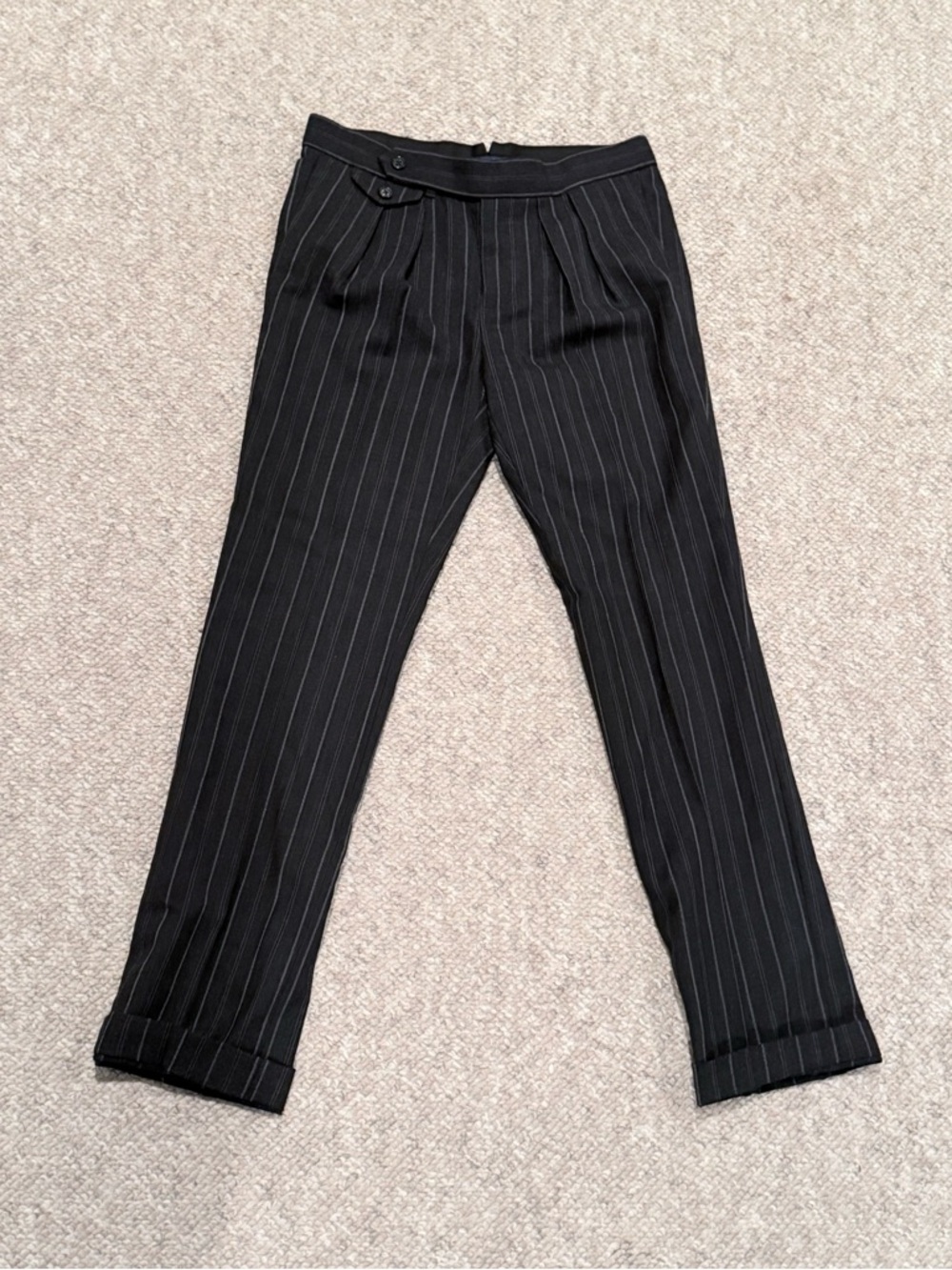 Ralph Lauren 100% wool Black Pinstripe Dress Trousers
